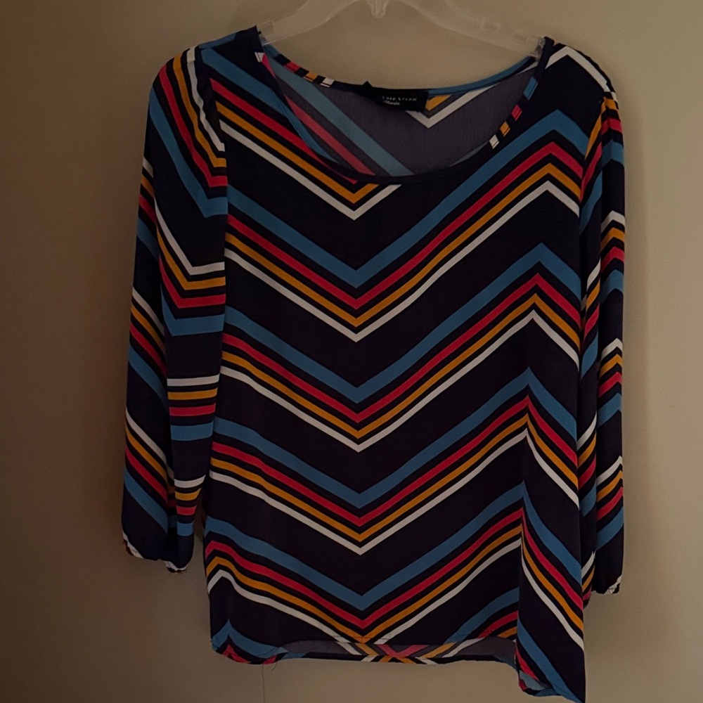 Peach Love California Vibrant Chevron Blouse